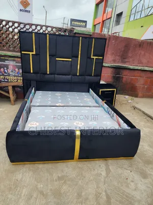 Black 5ft 4.5by6 Bed Frame With a Bed Side