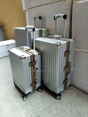 Set of 3 Gold Silver Aluminium Travelling Luggage Boxes