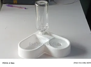 V Shaped Double Pet Feeder With Water Bottle