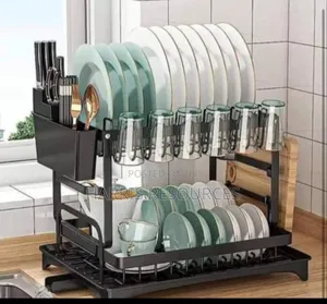 Iron Double Plates Rack Organiser With Spoons Holder