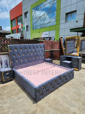 Upholstery 6by6 Bed Set With Dressing Mirror and Bed Sides