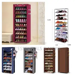 Stainless Shoe Rack With Fabric Cover:9layers