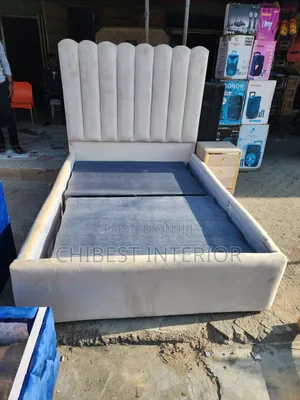 4 and Half by 6 Upholstery Bed With 3 Step Cupboard