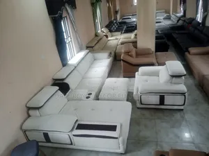 Quality L Shape White Leather Sofa.