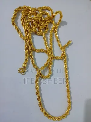Men's Navel Length Gold Twisted Neck Chain