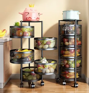 5layers Rotating Kitchen Shelf, Kitchen Rolling Storage Rack