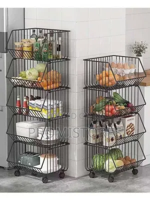 4/5tier Metal Wire Storage Basket Trolley
