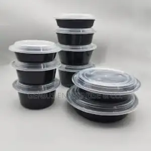 Food Plastic Round Plate Disposable(Black)