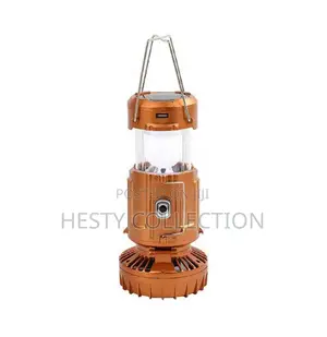 6 In 1 Camping Solar Rechargeable Fan Light Lantern Lamp
