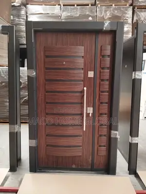 4ft by 7ft Wood Fece Luxury Door Iron Frame