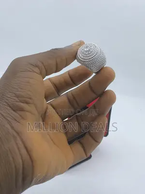 Styled Iced Unique Men's Ring Silver