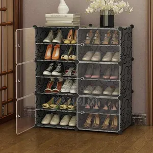 Portable Shoe Rack 6 Layer Cube Storage Transparent Door