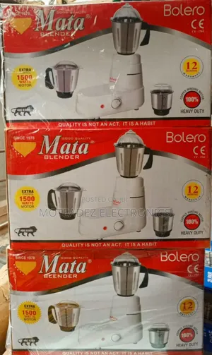 Mata Bolero 1500w (3jars) Copper Coil Grinder, Mixer Blender