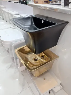 Black And Gold Handing Wash Hand Basin