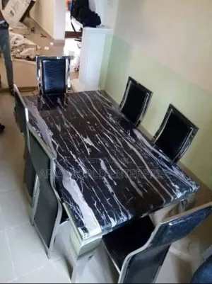 Foreign Marble Dining Table With Six Chairs