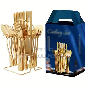 Gold Cutlery Set With Stand