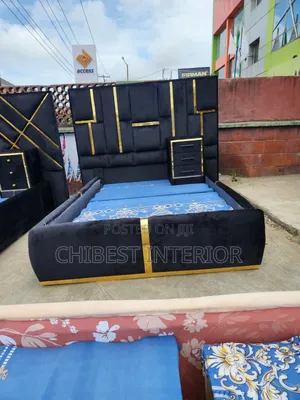4 and Half by 6 Upholstery Bed With Bed Side.