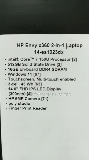 New Laptop HP Envy X360 16GB Intel Core I7 SSD 512GB