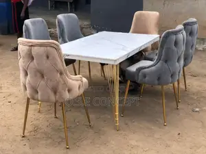Sophisticated Design 7seater Dinning With Marble Top