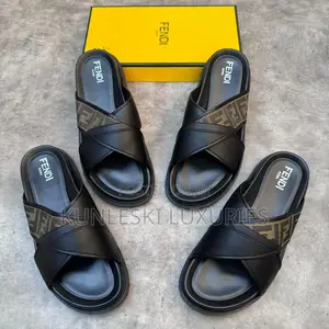 Original Fendi Ciabatta All Over Leather Slippers