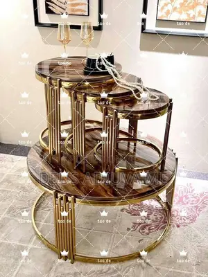 Coffee Table With Marble Top and 3 Side Stools