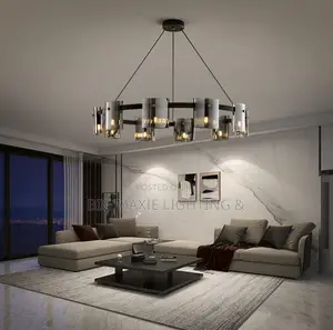 Living Room Modern Smoky Glass Chandeliers Lighting