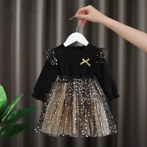 Black Gold Dress With Star Glitters Ages 1 To 5 Years