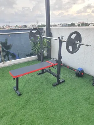 Brand New Weight Bench Press With Pair 50kg Plate Barbell
