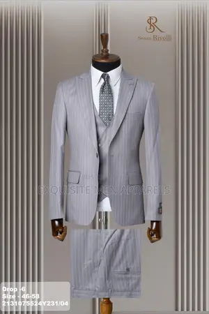 Lighter Ash Stripe Slimfit Turkish Suit for Men