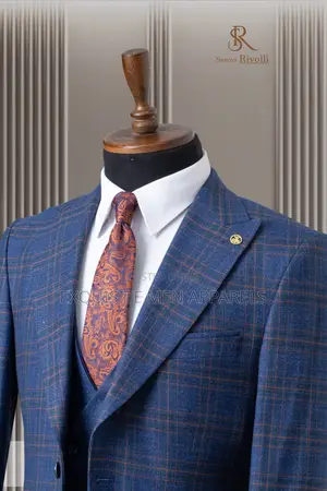 Men’S 3 Piece Suit One Button Slim Fit Formal Checkered Suit