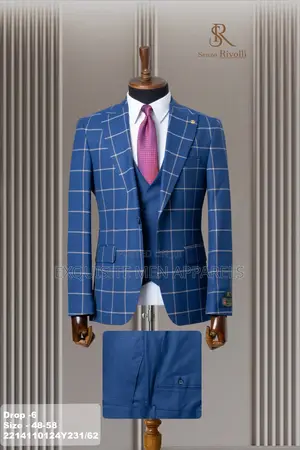 Turkish 3-Piece Checkered Slimfit Single Breasted Men’S Suit