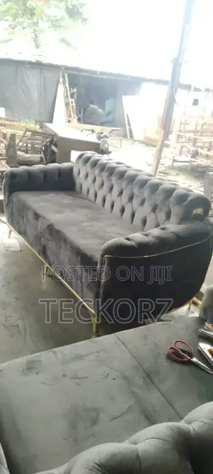 Gray Velvet Button Tufted Upholstered Living Room Sofa