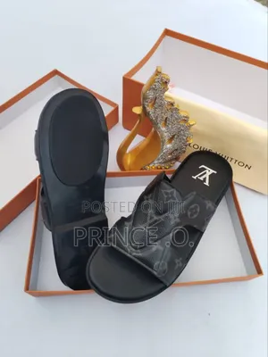 Luxury Leather Lv Slippers
