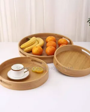 3set Round Bamboo Serving Trays