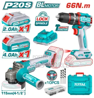 Cordless 2 PCS Combo Kit Angle Grinder and Impact Drill
