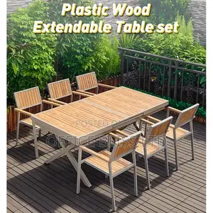 Luxury Plastic Wood Extendable Table With 6 Seater
