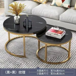 2in1 Black and Gold Wooden Center Table