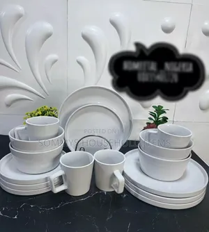 16pcs White Stoneware Dinner Plate Set