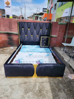 Black Upholstery 4.5by6 Bed Frame