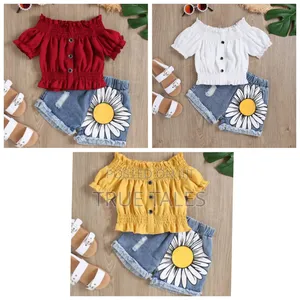 Turkey Girl's Halter Neck Top and Jeans Flower Shorts