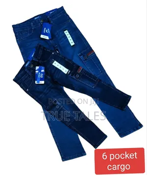 Boy's Blue 6 Pockets Cargo Jeans Pants