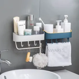 Wall Mounted Bathroom Rack With Towel Hanger and Hooks