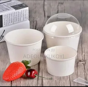 50 Pieces of Paper Ice Cream Cup With Dome Lid