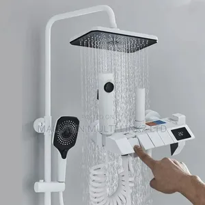 White Thermostatic Piano High Pressure Shower
