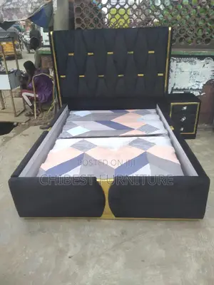 Quality 4.5by6 Upholstery Padded Bed Frame With One Bed Side