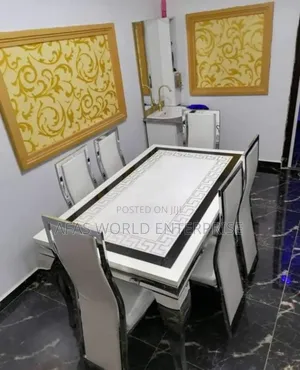 White Marble Dining Table With Six Chairs for Home