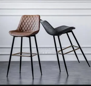High Quality Leather Bar Stool With Long Iron Leg