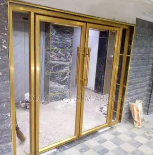 Golden Aluminium Swing Door With Fix