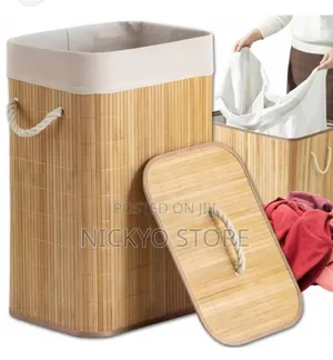 Bamboo Laundry Hamper Basket Wicker Clothes Storage Bag