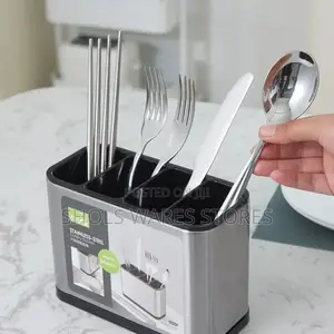 4 Stainless Compartment Cutlery Rack With Drainer.
